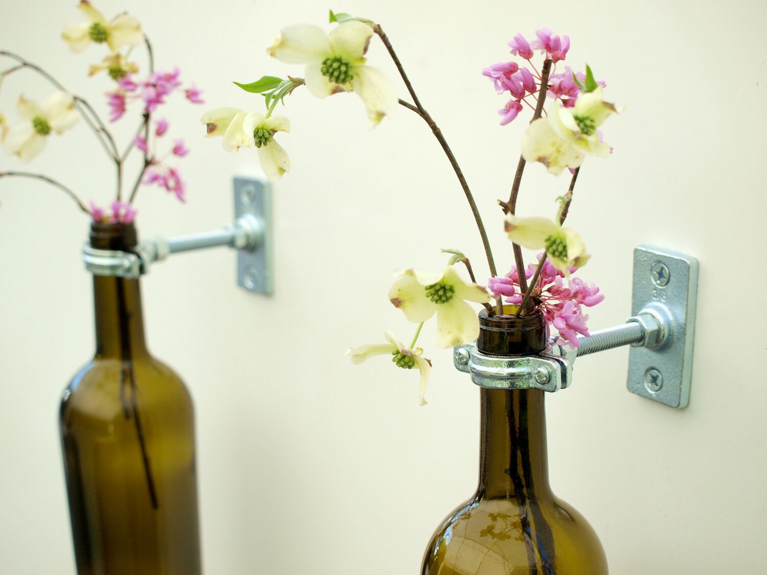 2 Hardware Only Wine Bottle Wall Flower Vases Etsy