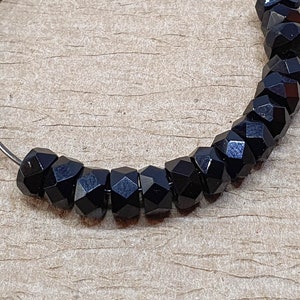 Black Rondelle Beads 6mm 20pc Czech Glass Fire Polished Faceted czechbeads