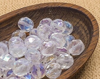 Lot De 20 Perles FACETTES DE BOHEME 8mm Alexandrite AB - Preciosa, Fabriqué En France