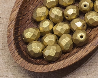 Bronze Gold Faceted Czech Glass Beads, 8mm 20pc