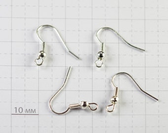 Silver Color Fish Hook Earrings: Nickel Free, 20mm (50pc)