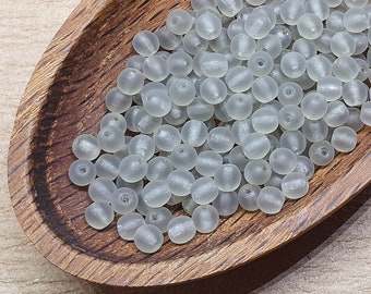 Gray beads 4mm (50) Czech Round Druk frosted matted 40010/84110