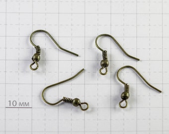 Green Bronze Fish Hook Earrings, Nickel Free, 50 pc