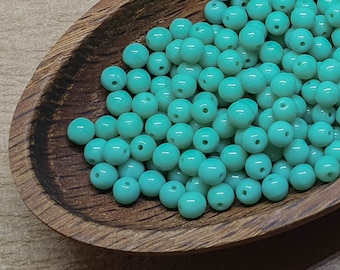 4mm glass beads 50pc round blue Czech beads opaque druk 63130 4 mm 4mmbeads
