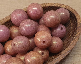 Round beads 12mm 10pc Czech glass pink orange brown shiny shimmer luster 03000/14497