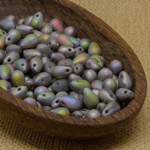 40pc Rainbow gray teardrops 6mm Czech GlassBeads Opaque small pear drops  matte frosted colorful AB shimmer czechbeads