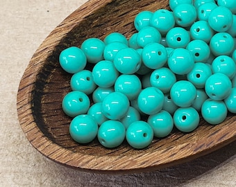 4mm x 50pc Pressed Czech Glass Ceylon Druk Beads Translucent Blue Denim Lustre Smooth Round Spacer Beads