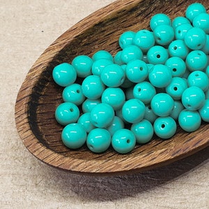 Farbecht 6 mm Blau Tschechische Glasperlen 6 mm 50 Stück Opak Kleine Gepresst Runde Gepresst Dünne Spacer