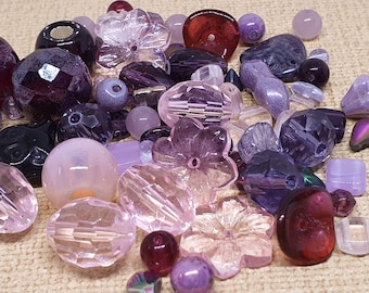 Mixed beads Pink bead soup Purple czech bead mix 40g Czech glass beads for jewelry Assorted beads