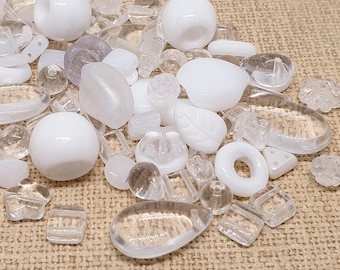 Assorted White beads clear bead soup 40g Czech beads mix mixed glass for jewelry