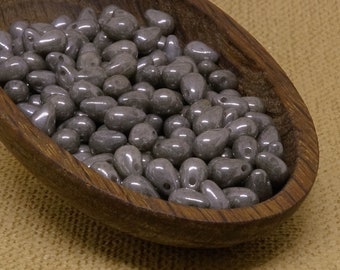 Small drops 40pc Gray luster teardrops 6mm Czech Glass Beads Opaque small pear slate