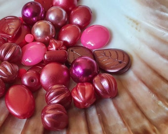 Rosa och malva tjeckiska glaspärlmix: DIY-pärltillbehör (40 g)