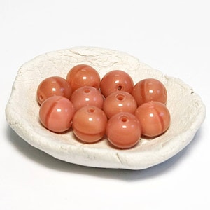 Pink Coral Czech Opaque Glass Beads 8mm (20) Orange Round druk beads. Emberglow Neactarine last