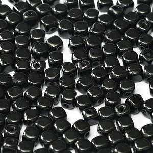 50pc 3mm Black Cube Beads, Opaque dark Czech Small Glass Pressed Geometry jet simple minimalism minimalist