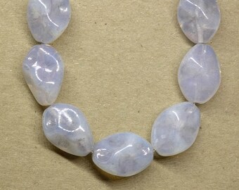 Milky gray oval beads 18mm (12pc) semiclear gray beads twisted czech beads looks like gemstone gray glass beads last