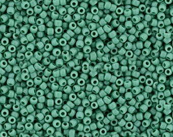 11/0 TOHO Seed Beads: Opaque Turquoise Green, Matte Finish (10g) TR-11-55D