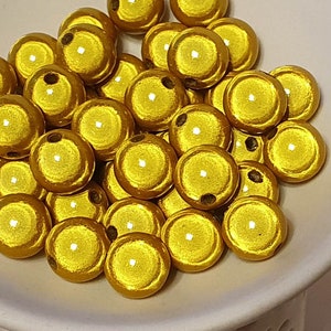 12mm Yellow Acrylic beads Miracle illusion 3D plastic balls round for diy making spacers reflective magic opaque