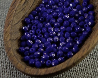 3mm beads 70pc Fire polished beads 3mm faceted beads Czech beads 3mm round beads glass beads Opaque Blue beads 3mm opaque beads