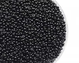20g Opaque Jet Black Seed Beads, Size 9 Czech Rocailles 311-19001-23980