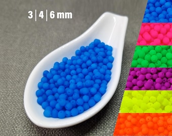 Tschechische Neon Glasperlen, UV-reaktive leuchtende runde Perlen (3 mm 4 mm 6 mm)