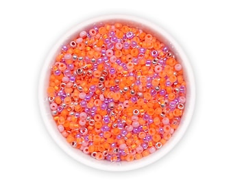 Mixed seed beads 20g orange pink Czech rocailles size 11/0 MIX-120 mix Assorted beads