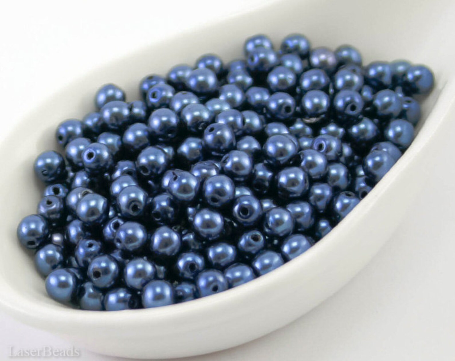 Faux Pearl 4mm Frosted Blueberry Blue Beads 50 Czech Small Etsy