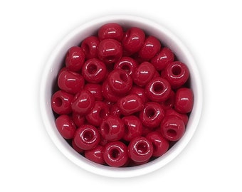 Czech pony beads 7mm large hole 3mm 20pc Opaque red NR 93210-31/0 Huge beads