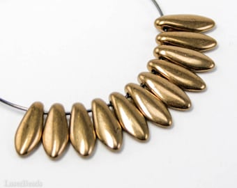 150pcs Dagger Beads 5x16mm - Aztec Pale Gold Bohemian Crystal Glass Beads For Jewelry Making - View #6
