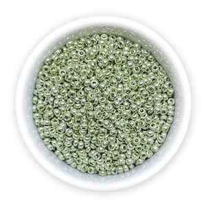 20 g de cuentas de rocallas checas de color verde pálido metalizado opaco 10/0, 331-19001-18161
