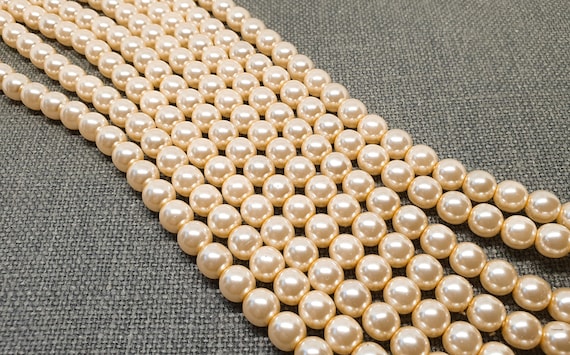 Faux Pearl 7mm Cream Pearl Beads 20 Imitation Czech Small Glass