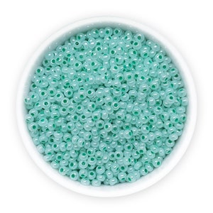 Czech beads 10/0 20g Opaque green mint luster shimmer seed beads rocailles opaque NR 753  37358