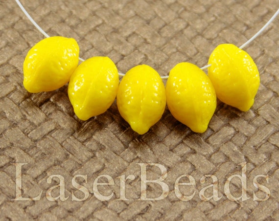 Perles de citron vert 12pc 14mm perles de larme de fruits jaune