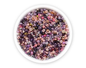 Mixed seed beads 20g purple pink Czech rocailles size 9/0 10/0 11/0 MIX-103 mix Assorted beads