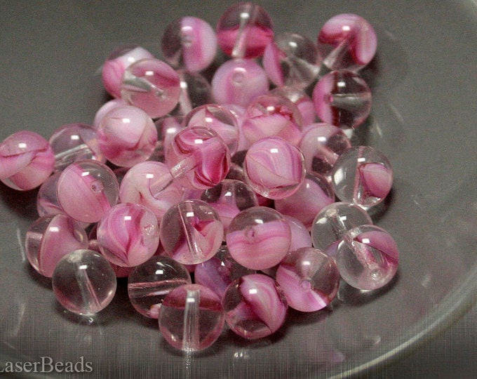 Czech Glass Bead 8mm 20pc Pink Round Druk Beads Last Etsy