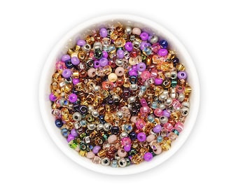 Bead mix size 10/0, Assorted beads, seed bead mix, Mixed seed beads 20g Gold silver purple Czech rocailles size MIX-117 mix