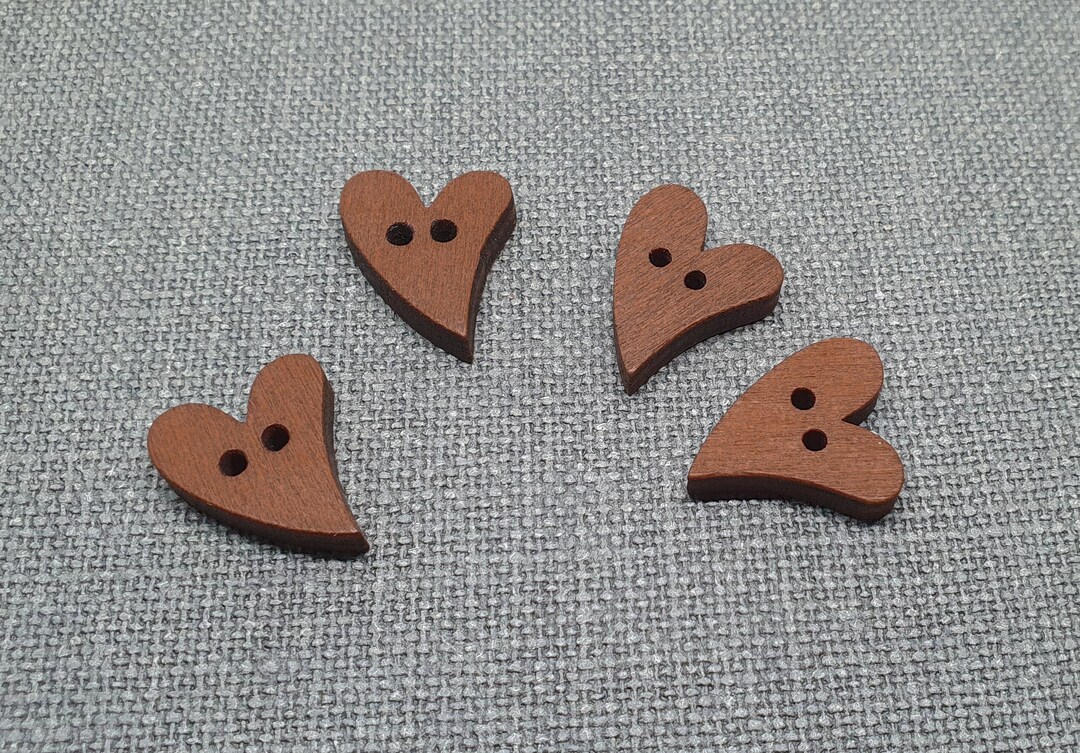 20 Mm Heart Wooden Buttons Brown Rust Dyed Hearts 10 Pc 20mm Rustic ...
