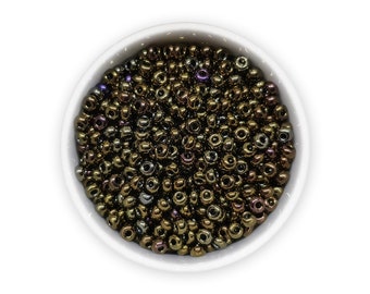 Czech Glass Seed Beads 3mm, Iris Brown Bronze Rocaille Beads (20g) NR 662