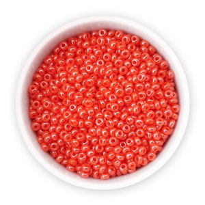 Czech Seed Beads size 10/0 (20g) Opaque Orange Pearl Luster Preciosa Rocailles NR 331-19001-98140