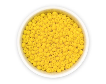 Opaque yellow seed beads Size 8/0 3mm 20g Czech rocailles NR 311-19001-83110 Embroidery Colorfast