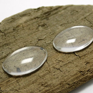 Clear Glass Cabochon 25x18mm (6) Flat Oval