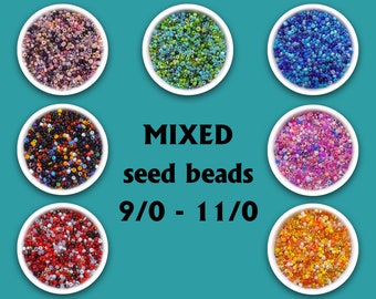 20g Rainbow Czech Glass Seed Beads, Preciosa Rocailles Mix
