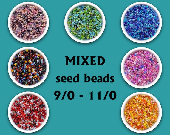 Opaque Seed Beads, Czech Glass, 1000 Glass Beads, Mixed Colors, Size 11/0,  2mm Seed Beads, Tiny Glass Beads, Beading Supplies, UK Shop 