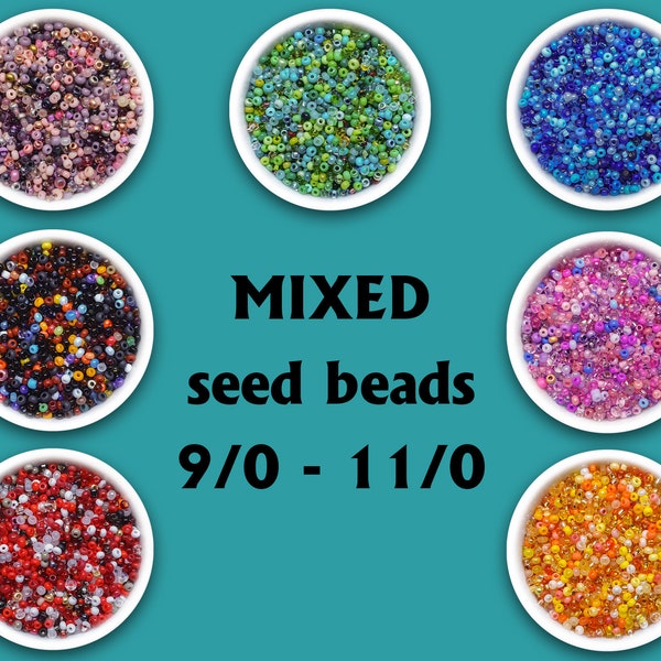 20g Mixed seed beads  Czech glass rocailles Preciosa rainbow mix bead soup mix Assorted beads bead variety pack, multicolor beads