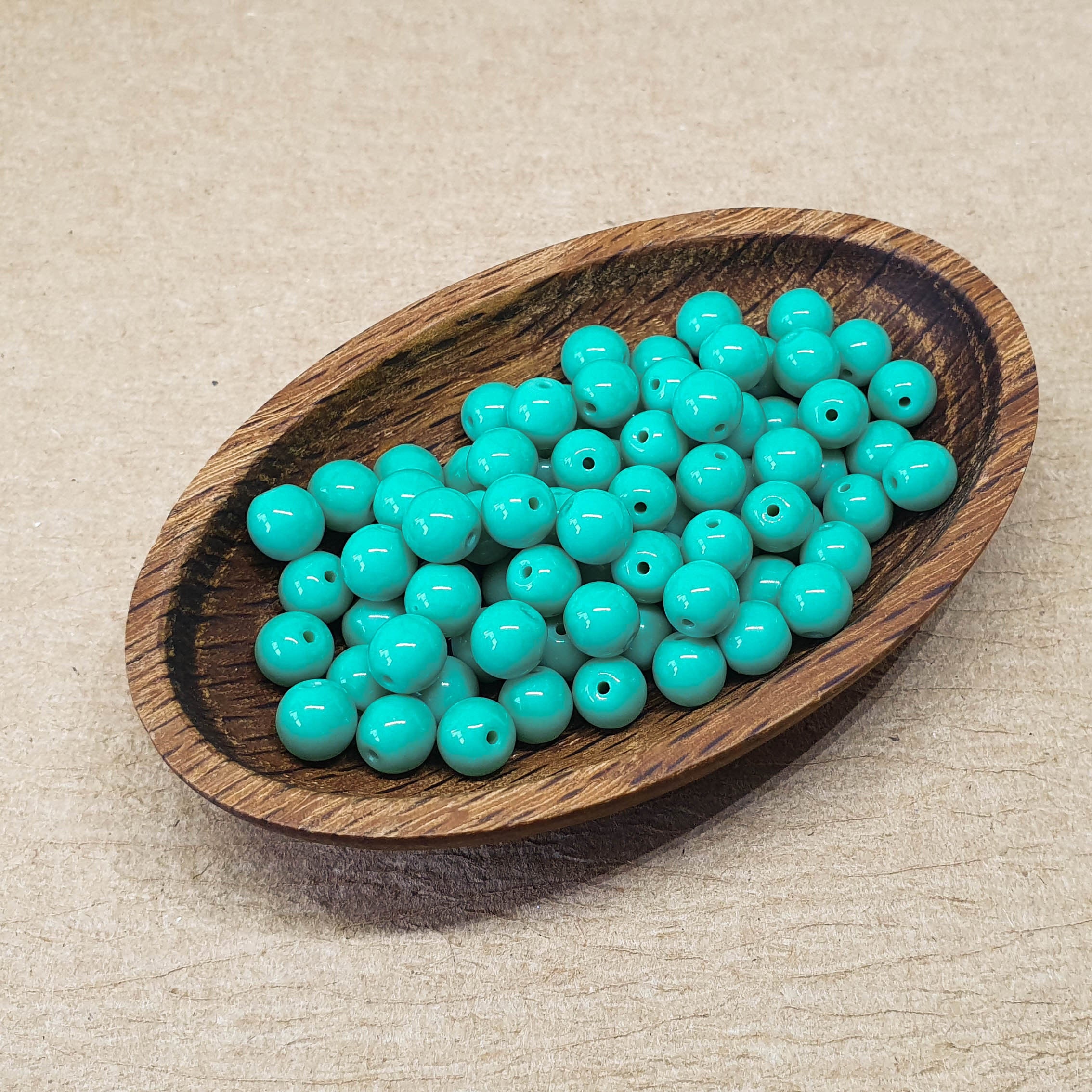 6mm Round Glass Beads - Opaque Blue Turquoise - 50 Beads – funkyprettybeads
