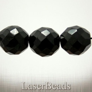 Big black beads 16mm Czech fire polished beads faceted ball 4pc