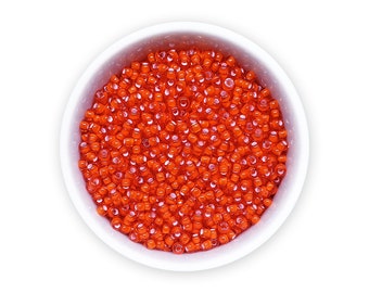 Glass seed beads 10/0 20g Orange red white lined Czech rocailles NR 331-19001-95056 Embroidery Colorfast