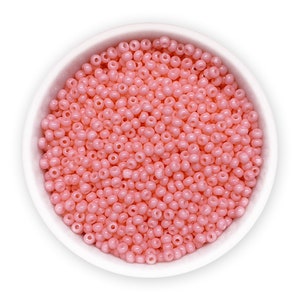 Glass seed beads 20g 11/0 Czech rocaille beads pink coated NR 797