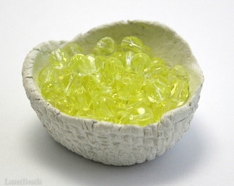 6mm Czech faceted Lemon Yellow Glass Beads 6mm