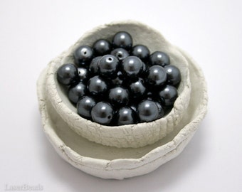 Faux pearl Czech Glass Bead 8mm (20) Slate Gray Pearls Round druk beads. Opaque last