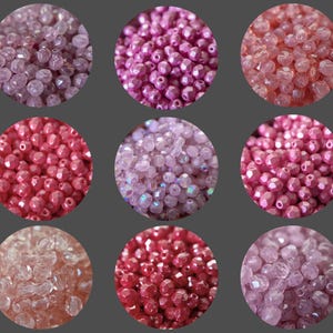Perlas checas rosas, redondas de vidrio de 4 mm (50) Perlas de vidrio checo pulido al fuego, espaciadores opacos de 4 mm 4mmbeads czechbeads